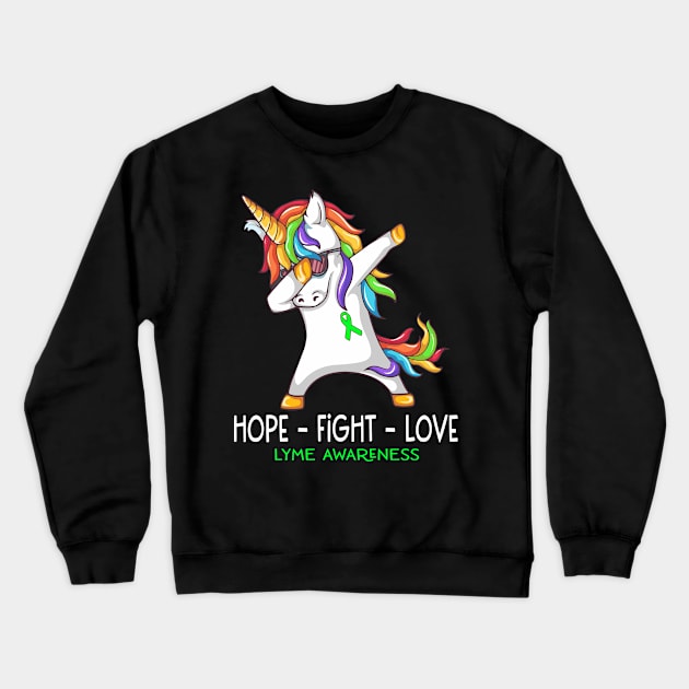 Hope Fight Love LYME Awareness Support LYME Warrior Gifts Crewneck Sweatshirt by ThePassion99